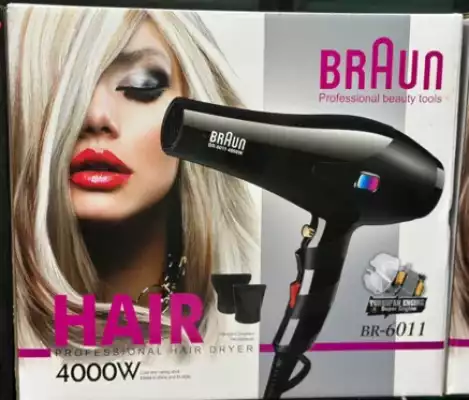 Фен для волос профессиональный с насадкой мощный с ионизацией, Braun BR-6011
